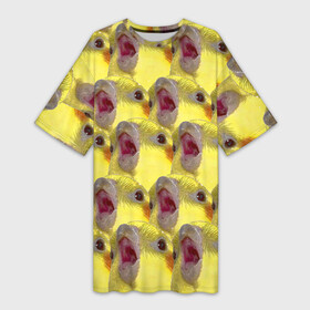 Платье-футболка 3D с принтом Попугай Корелла Орёт  Мем ,  |  | Тематика изображения на принте: животные | корелла | мем | попугай | попугай кричит | птицы