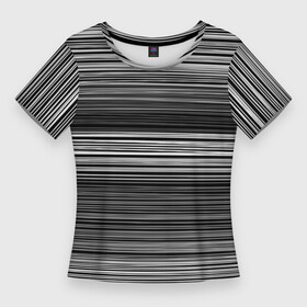 Женская футболка 3D Slim с принтом Black and white thin stripes Тонкие полосы ,  |  | black and white | stripes | thin stripes | полосатый узор | серый | тонкие полосы | черно белый
