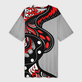 Платье-футболка 3D с принтом Красно чёрные дудлы ,  |  | абстракция | геометрический | геометрия | графический | дудлинг | дудлы | змеи | красно черный | ленты | узор | черви | червяки | черно белый