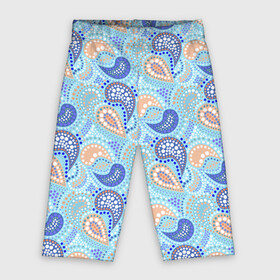 Велосипедки 3D с принтом Турецкий огурец Turkish cucumber blue pattern ,  |  | blue background | blue pattern | turkish cucumber | в горошек | модный узор | турецкий огурец