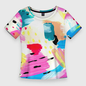 Женская футболка 3D Slim с принтом Всплески красок  Лето ,  |  | abstraction | fashion | impression | paint | summer | абстракция | импрессия | краска | лето | мода