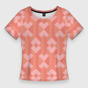 Женская футболка 3D Slim с принтом Геометрический узор розового цвета geometric pink color ,  |  | geometric | geometric pattern | pink color | геометрическая графика | геометрический | геометрический рисунок | розовый цвет | узор геометрический