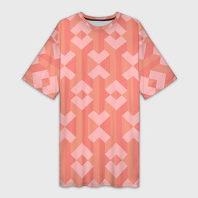 Платье-футболка 3D с принтом Геометрический узор розового цвета geometric pink color ,  |  | geometric | geometric pattern | pink color | геометрическая графика | геометрический | геометрический рисунок | розовый цвет | узор геометрический