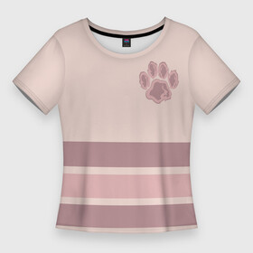 Женская футболка 3D Slim с принтом Коричневые полосы на кремовом фоне stripes cream color ,  |  | cream color | stripes | коричневые полосы | кремовый фон | кремовый цвет | полосатый дизайн | полосы