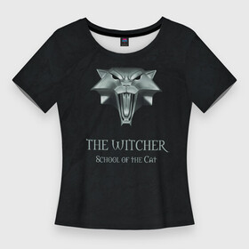 Женская футболка 3D Slim с принтом School of the Cat ,  |  | school of the cat | the witcher | witcher | ведьмак | школа кота