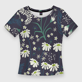 Женская футболка 3D Slim с принтом Ромашка Полевая Цветочная ,  |  | flowers | summer | букет | лето | природа | растение | ромашки | флора | цветы