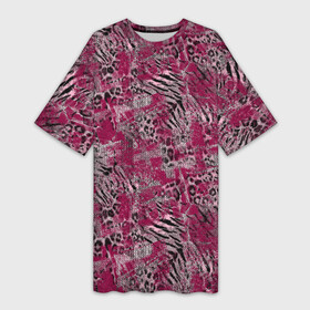 Платье-футболка 3D с принтом Тигровый леопардовый гранж ,  |  | abstract | grunge | leopard | leopard skin | spott | striped | teaser skin | tiger | абстрактный | бордовый | вишневый | гранжевый | леопардовый | полосатый | пятнистый | текстурированный | тигровый | черный