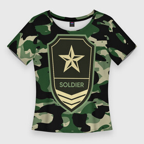 Женская футболка 3D Slim с принтом Солдат удачи ,  |  | army | us army | америка | армия | военный | воин | война | зеленый | камуфляж | маскировка | пятнистый | разведка | солдат | спецназ | сша | хаки
