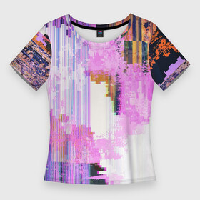 Женская футболка 3D Slim с принтом Glitch art  Fashion trend ,  |  | abstraction | art | fashion | glitch | абстракция | глитч | искусство | мода
