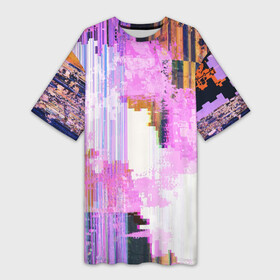 Платье-футболка 3D с принтом Glitch art  Fashion trend ,  |  | Тематика изображения на принте: abstraction | art | fashion | glitch | абстракция | глитч | искусство | мода