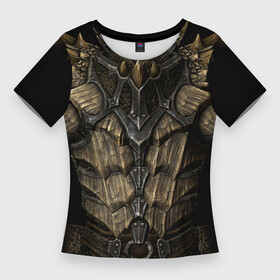 Женская футболка 3D Slim с принтом Драконья чешуйчатая броня из SKYRIM ,  |  | dragon | elder scrolls | skyrim | броня | доспех | дракон | драконья броня | скайрим | чешуйчатая броня