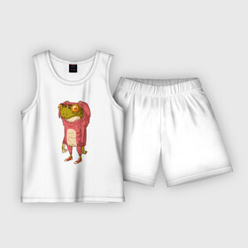 Детская пижама с шортами хлопок с принтом Лягушка в костюме зайчика ,  |  | жаба | животное | зайчик | костюм зайца | лягуха | лягушка