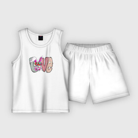 Детская пижама с шортами хлопок с принтом Буквы Love  детский стиль ,  |  | love | буквы | детский | лов | любовь