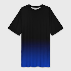 Платье-футболка 3D с принтом Черный с синим градиент ,  |  | black | black and blue | blue | dark blue | gradient | minimalism | ombre | simple | градиент | минимализм | омбре | простой | синий | темно синий | черный | черный и синий