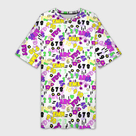 Платье-футболка 3D с принтом Разноцветные цифры и алфавит school ,  |  | alphabet | children | school | буквы | детский узор | разноцветный алфавит | светлый фон | цифры | школьный узор