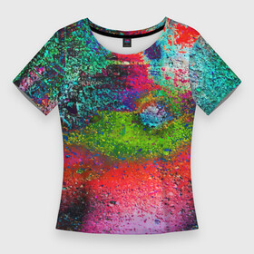 Женская футболка 3D Slim с принтом Pointillism  Art  Fashion trend ,  |  | abstraction | art | color | fashion | pointillism | абстракция | искусство | мода | пуантилизм | цвет