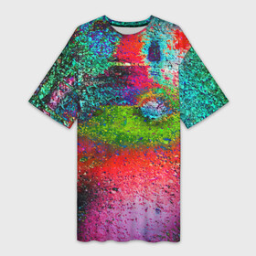 Платье-футболка 3D с принтом Pointillism  Art  Fashion trend ,  |  | abstraction | art | color | fashion | pointillism | абстракция | искусство | мода | пуантилизм | цвет