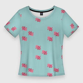 Женская футболка 3D Slim с принтом Свинки ,  |  | паттерн | пигги | поросенок | поросята | свиньи | свинья | хрюня | хрюшка