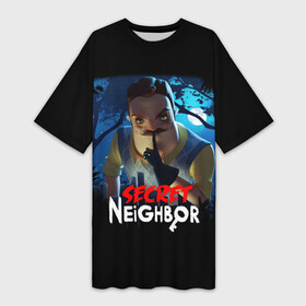 Платье-футболка 3D с принтом Secret Neighbor ,  |  | hello neighbor | видеоигра | игра | привет сосед | сосед | теодор питерсон