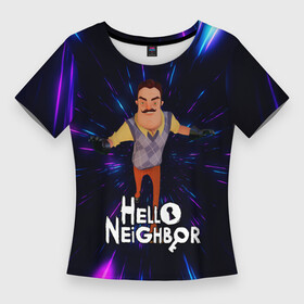 Женская футболка 3D Slim с принтом Hello Neighbor  Привет сосед  Бегущий сосед ,  |  | Тематика изображения на принте: hello neighbor | видеоигра | игра | ник рот | привет сосед | сосед | теодор питерсон