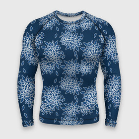 Мужской рашгард 3D с принтом Темно синий цветочный узор pattern ,  |  | dark blue | floral | pattern | синий | темно синий | цветочный узор