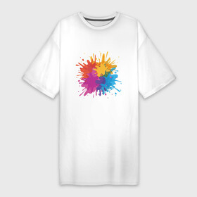 Платье-футболка хлопок с принтом Paint splashes ,  |  | брызги | искусство | краски | пятна | разноцветные