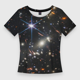 Женская футболка 3D Slim с принтом NASA: Скопление Галактик ,  |  | fog | nasa | space | астрономия | вояджеры | вселенная | галактика | звезды | космос | луна | марс | наса | наука | научпоп | открытый космос | планеты | сборник космос | солнечная система | туман | уран | хаббл