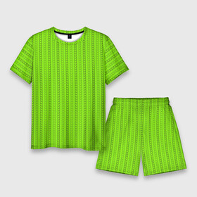Мужской костюм с шортами 3D с принтом Зеленые узоры из линий ,  |  | абстрактные | абстракция | геометрия | классика | классические | нейтральные | спокойные | узор | узоры