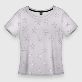 Женская футболка 3D Slim с принтом Звездное поле на серо голубом фоне ,  |  | Тематика изображения на принте: геометрия | звезды | небо | серый | узор