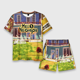 Мужской костюм с шортами 3D с принтом Hello Neighbor: Дом ,  |  | hello neighbor | видеоигра | игра | ник рот | привет сосед | сосед | теодор питерсон