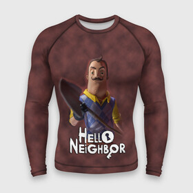 Мужской рашгард 3D с принтом Привет сосед: Сосед с лопатой ,  |  | hello neighbor | видеоигра | игра | ник рот | привет сосед | сосед | теодор питерсон