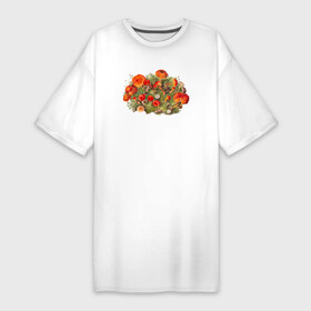 Платье-футболка хлопок с принтом Study of Mushrooms ,  |  | ботаника | винтаж | грибы | картина | классика | книга | минимализм | природа | флора | цветы