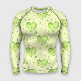 Мужской рашгард 3D с принтом Сердце листвы ,  |  | акварель | зеленое | зеленое сердце | зелень | лист | листва | листик | нежность | пастель | природа | салат | салатовый | сердце