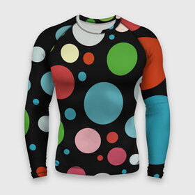 Мужской рашгард 3D с принтом Разноцветные круги на чёрном фоне ,  |  | circle | color | conposition | fashion | композиция | круг | мода | цвет