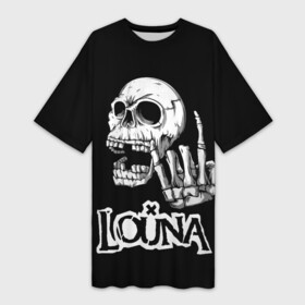 Платье-футболка 3D с принтом Louna череп ,  |  | louna | music | rock | геворкян | лу | луна | лусине | лусинэ | лусинэ геворкян | музыка | панк рок | рок | хард рок | череп