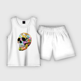Детская пижама с шортами хлопок с принтом Art cool skull ,  |  | art | color | graffiti | jaw | skull | star | teeth | граффити | звезда | зубы | искусство | пасть | цвет | череп