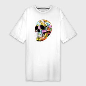 Платье-футболка хлопок с принтом Art cool skull ,  |  | art | color | graffiti | jaw | skull | star | teeth | граффити | звезда | зубы | искусство | пасть | цвет | череп
