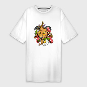 Платье-футболка хлопок с принтом Бяшка повар ,  |  | арт | баран | барашка | еда | иллюстрация | профессия