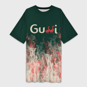 Платье-футболка 3D с принтом gucci  огонь ,  |  | fasion | gold | gucci | gussi | trend | гусси | гуччи | золото | золотой | мода | одежда | тренд | тренды