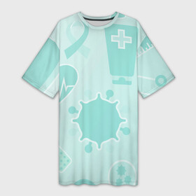 Платье-футболка 3D с принтом медицинские профессии ,  |  | врач | врачебный | день медика | змея и чаша | знак медика | знак медицины | лечебный | медик | медицина | медсестра | студент медик | я врач