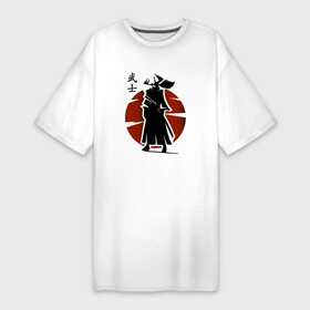 Платье-футболка хлопок с принтом Самурай Минимализм ,  |  | japan | samurai | закат | самурай | япония
