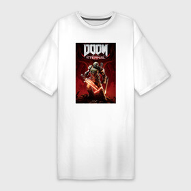 Платье-футболка хлопок с принтом Doom eternal  slayer ,  |  | doom | doom slayer | eternal | helmet | видео игра | дум | дум гай | кости | морской пехотинец | палач рока | шлем | шутер | этернал