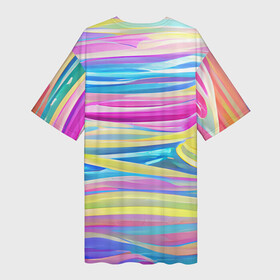 Платье-футболка 3D с принтом Многоцветные волны ,  |  | abstraction | bright | colors | emotions | lines | multicoloured | positive | summer | waves | абстракция | волны | выразительный | краски | летний | многоцветные | позитивный | полосы | радужный | разноцветные | эмоциональный | яркий