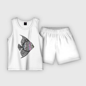 Детская пижама с шортами хлопок с принтом Тропическая рыба ,  |  | Тематика изображения на принте: fin | fish | summer | tail | лето | плавник | рыба | хвост