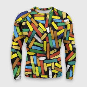 Мужской рашгард 3D с принтом Летний паттерн из разноцветных мелков ,  |  | abstraction | color | fashion | pattern | summer | абстракция | лето | мода | паттерн | цвет