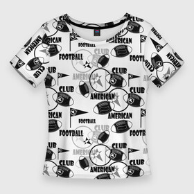 Женская футболка 3D Slim с принтом American football club ,  |  | american football | football club | американский футбол | спортивный | спортивный клуб | черно белый