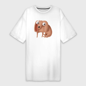 Платье-футболка хлопок с принтом Забавный пёсик ,  |  | пес | песик | собака | щенок
