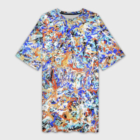 Платье-футболка 3D с принтом Летний красочный паттерн ,  |  | color | fashion | impressionism | paint | pattern | splashes | summer | абстракция | брызги | импрессионизм | краска | лето | мода | паттерн | цвет
