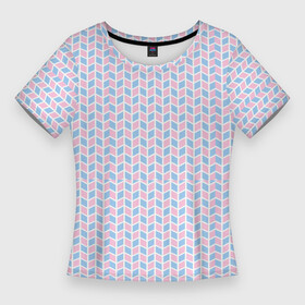 Женская футболка 3D Slim с принтом Голубые и розовые кирпичики ,  |  | абстрактные | геометрия | классика | классические | нейтральные | спокойные | узор | узоры