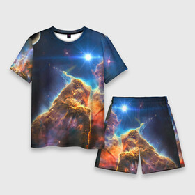 Мужской костюм с шортами 3D с принтом Бесконечное космическое пространство ,  |  | cosmos | neon | planet | space | star | звезда | космос | неон | планета | пространство
